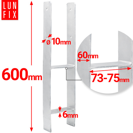 Montage Satz: H-Pfostenträger 70 + Schrauben
