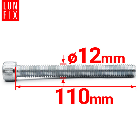 Zylinderkopfschrauben mit Innensechskant M12x110 mm Festigkeitsklasse 8.8 1kg (9 Stk.) bis Kopf DIN 912
