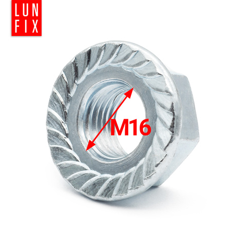 Sperrzahnmutter M16 - 1Kg (ca.21 Stk.) verzinkter Stahl Flanschmutter DIN 6923