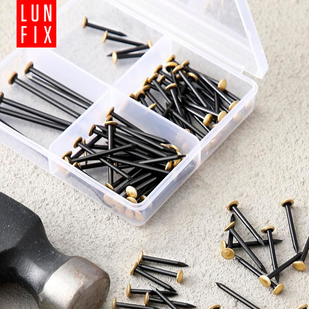 Bildernägel schwarz mit goldfarbenem Dekokopf 2x40 Betonnägel 30 Stück