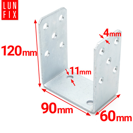 U-Pfostenträger Aufschraubbar 90x120x60x4 mm
