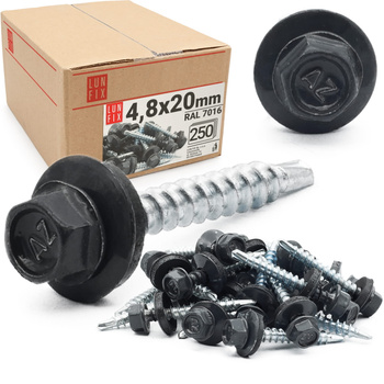 Trapezblechschrauben 4,8 x 20 mm 250 Stück Anthrazit RAL 7016