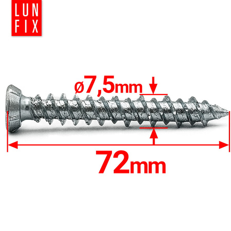Rahmenschraube 7,5x72 mm Fensterrahmenschrauben Senkkopf 100 Stück