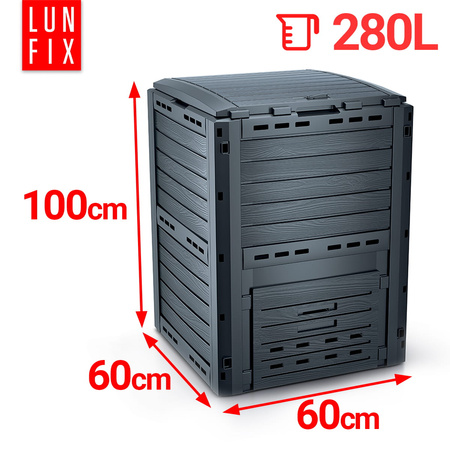 Kompostownik ogrodowy 280l na nawóz antracytowy duży