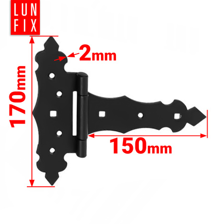 Scharnier Schwarz Gartentor 170x150x30x2,5 1stk.