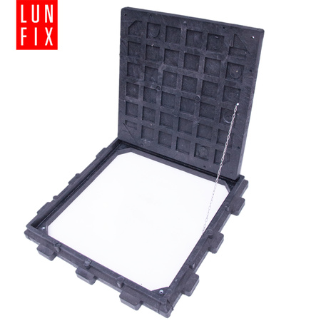 Kanaldeckel Schachtabdeckung mit Flanschrahmen 60x60cm Schwarz