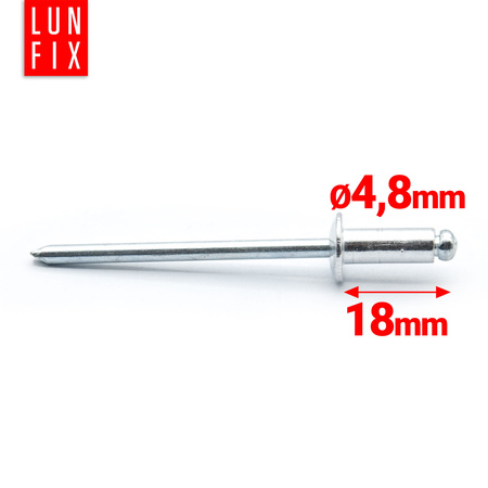 Aluminium Blindnieten DIN7337 4,8x18 mm 50 Stück Silber