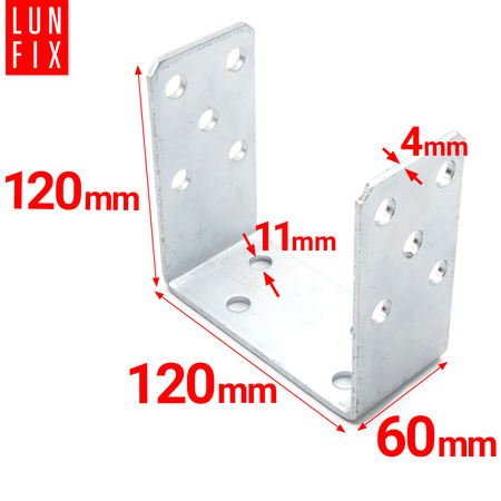 U-Pfostenträger Aufschraubbar 120x120x60x4 mm