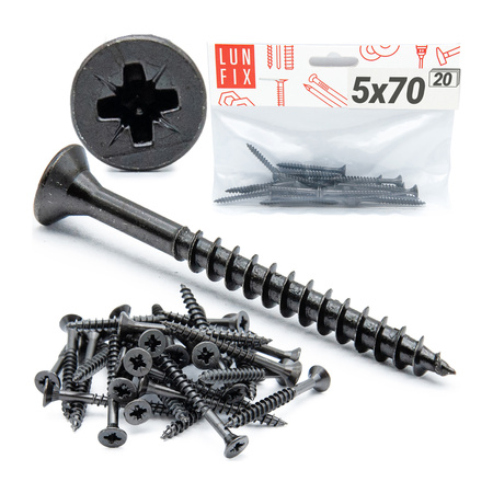 Universalschraube 5x70 mm Schwarz Verzinkt 20stk.