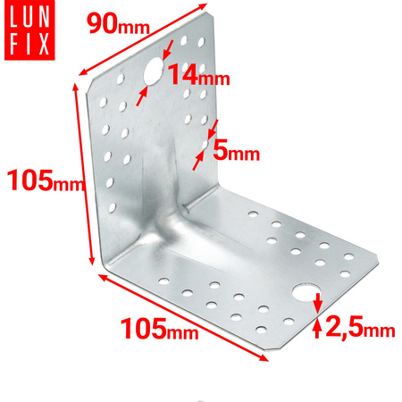 Schwerlast Winkelverbinder 105x105x90x2,5 mm 10 Stück