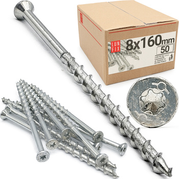 Porenbetonschrauben 8x160 mit Senkkopf und abdruck stern T30 50stk.