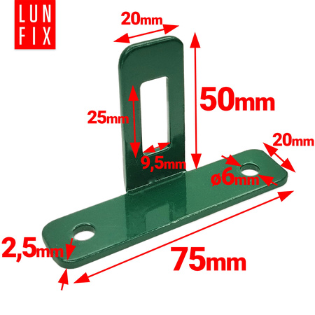 Zaunhalter Wandanschluss 75x45 mm RAL6005 Grün