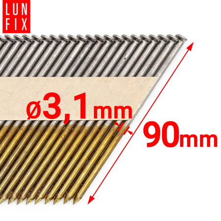 34° Grad Nagel Glatt 3,1 x 90 mm Packung 2000 Stück