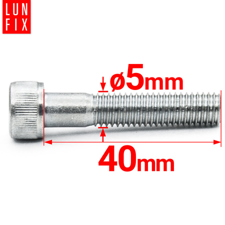 Zylinderkopfschrauben mit Innensechskant M5x40 mm Teilgewinde Festigkeitsklasse 8.8 1kg ( 130 Stk.) DIN 912