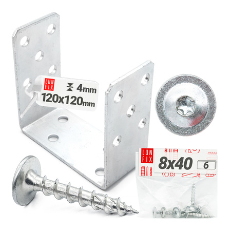 Montage Satz: U-Pfostenträger 120 + Schrauben