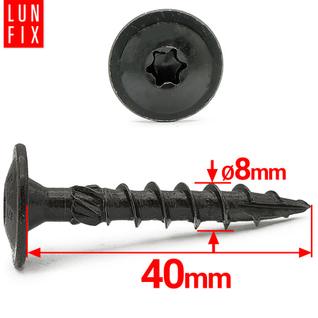 Pfostenschrauben Shwarz 8 x 40mm 10 Stück T40