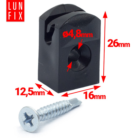 Spanndrahthalter mit Selbstscheidender Schraube 4mm Schwarz 100 Stück