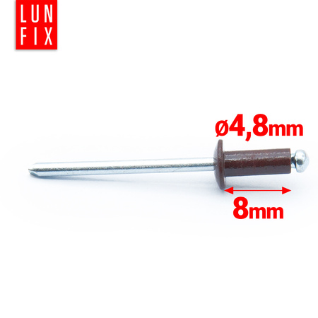 Aluminium Blindnieten DIN7337 4,8x8 mm 100 Stück RAL 8017 Schokoladenbraun