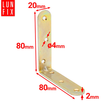 Möbelbauwinkel Gelb Verzinkt 80x80x20x2 mm