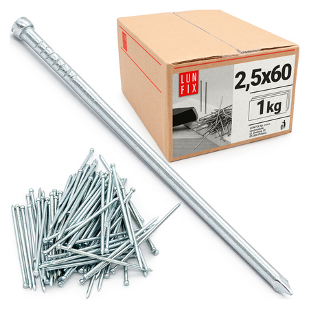 Sockelleisten Nägel 2,5x60 1kg Silber Verzinkter