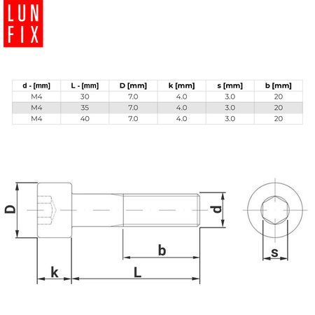 Zylinderkopfschrauben mit Innensechskant M4x30 mm Teilgewinde Festigkeitsklasse 8.8 50stk DIN 912