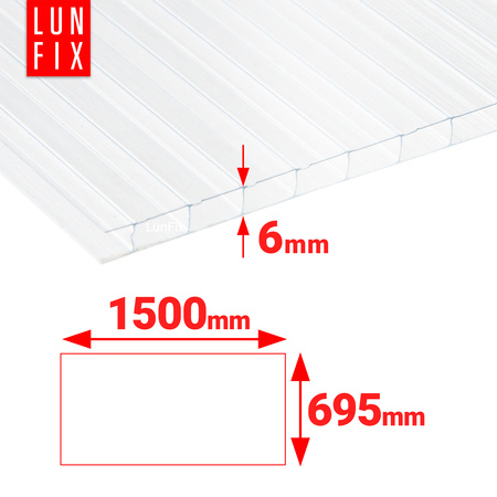 Poliwęglan komorowy 6mm płyta bezbarwna 69,5x150cm