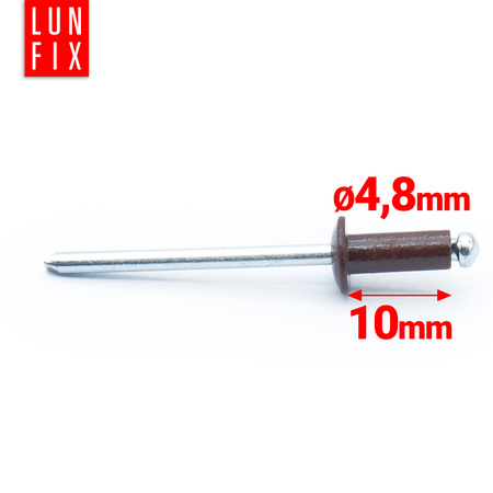 Aluminium Blindnieten DIN7337 4,8x10 mm 100 Stück RAL 8017 Schokoladenbraun