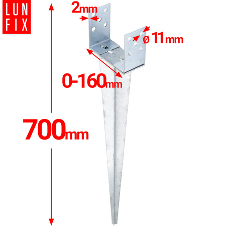 Bodeneinschlaghülse 0-160mm Feuerverzinkt 700mm lang