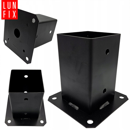 Montage Satz: Pfostenbasis Schwarz 12x12 + Schrauben