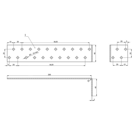 FlachstahlBetonanker 200x40mm Materialstärke 2 mm