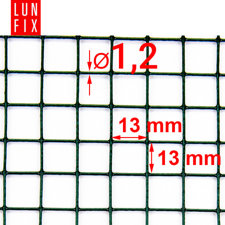 Geschweißtes Gartengitter Grün Verzinkt PVC H1m L25m Maschenweite 13x13mm Ø1,2mm