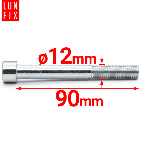 Zylinderkopfschrauben mit Innensechskant M12x90 mm Teilgewinde Festigkeitsklasse 8.8 1kg (11Stk.) DIN 912