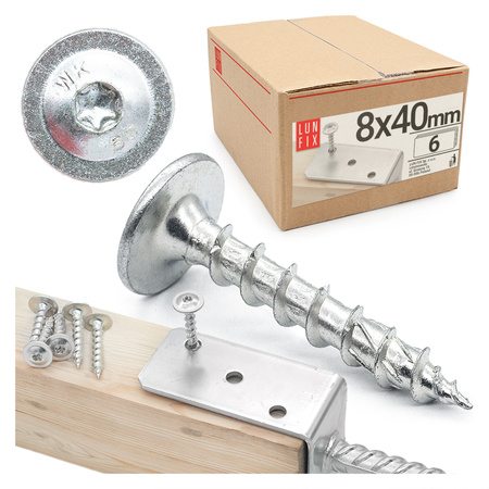 Pfostenschrauben 8 x 40mm 6 Stück T40