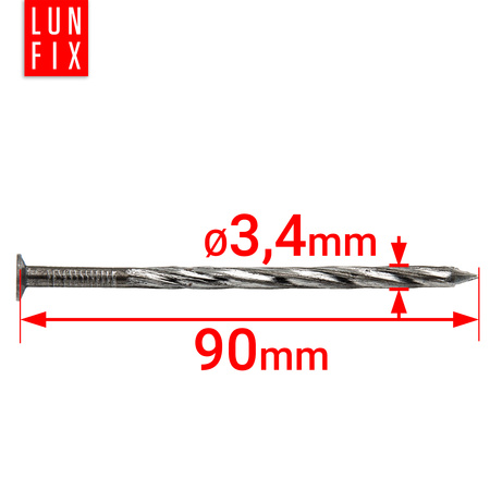 Drehnägel 3,4x90 1kg, Unverzinkt Langlebige Schraubnägel