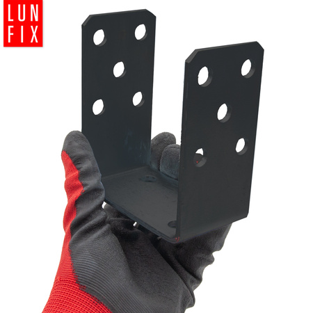 U-Pfostenträger Aufschraubbar Shwarz 70x120 mm