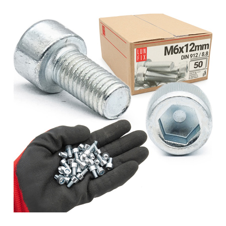 Zylinderkopfschrauben mit Innensechskant M6x12 mm Teilgewinde Festigkeitsklasse 8.8 50stk DIN 912