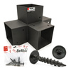 Montage Satz: Schwarz Eckverbinder X 7 x 7 cm + Schrauben