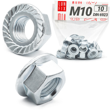 Sperrzahnmutter M10 - 10 Stück verzinkter Stahl Flanschmutter DIN 6923