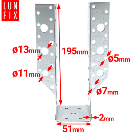 Balkenschuh Typ A 51x195 mm