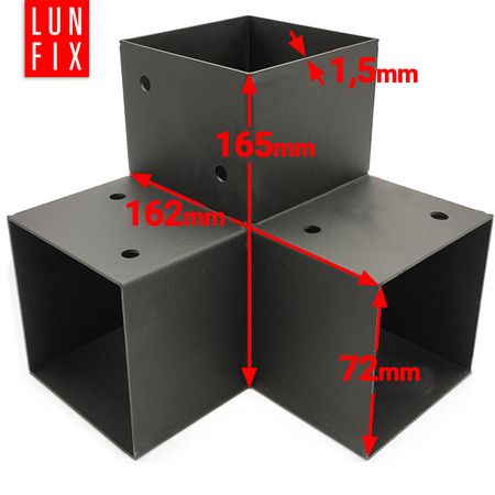 Montage Satz: Schwarz Eckverbinder Y 7 x 7 cm + Schrauben