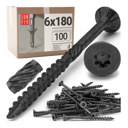 Shwarz spanplattenschrauben 6x180 100stk.