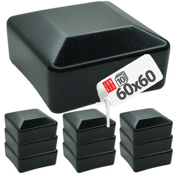 Pfostenkappen Schwarz 60x60 mm Eckig 10 stuck