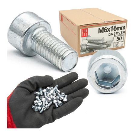 Zylinderkopfschrauben mit Innensechskant M6x16 mm Teilgewinde Festigkeitsklasse 8.8 50stk DIN 912