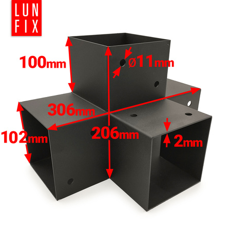 Montage Satz: Schwarz Eckverbinder X 10 x 10 cm + Schrauben