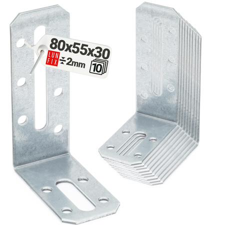 Justierbare Winkelverbinder 80x55x30x2 mm 10 Stück