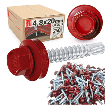 Trapezblechschrauben 4,8 x 20 mm 250 Stück Rot RAL 3011