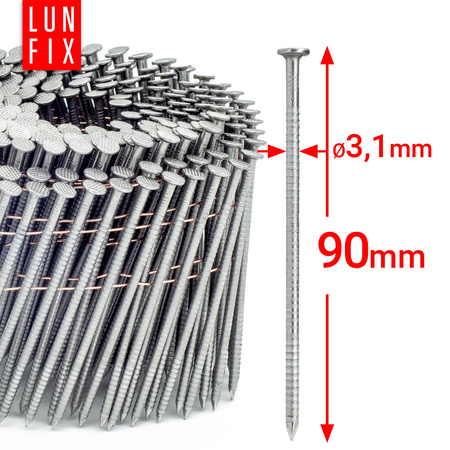 16° Grad Ring Drahtgebundene Coilnägel 3,1 x 90 mm Packung 3600 Stück