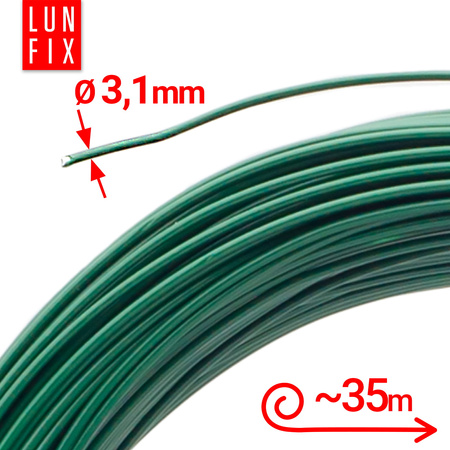 Spanndraht Gartendraht Grün Verzinkt und PVC 35m Ø3,1mm