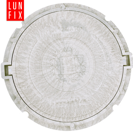 Kanaldeckel Schachtabdeckung mit Flanschrahmen DN 600 mm A15 1,5t Hellgrau