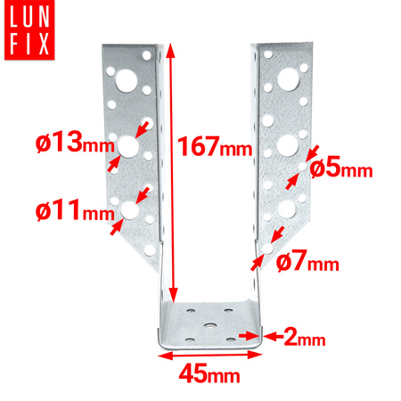 Balkenschuh Typ A 45x167 mm